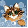 Схема вышивки «Кот в мыльных пузырях»