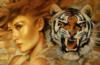 Схема вышивки «Женщина и тигр»