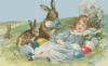 Схема вышивки «Девочка и пасхальные кролики»