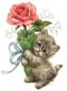 Схема вышивки «Котёнок с розой»