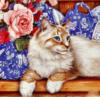 Схема вышивки «Кот на фоне гжели»