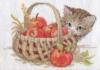 Схема вышивки «Котёнок и яблоки»