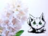 Схема вышивки «Котёнок и цветок»