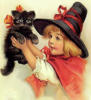 Схема вышивки «Маленькая чародейка с котёнком»