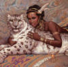 Схема вышивки «Девушка с белой тигрицей»