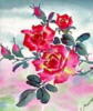 Ветка роз на радужном фоне: оригинал