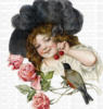 Схема вышивки «Девочка с цветами и птицей»