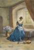 Схема вышивки «Женщина с книгой и у окна»