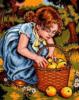 Схема вышивки «Девочка собирает яблоки»