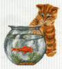 Схема вышивки «Котенок и рыбка»