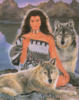 Схема вышивки «Индейская девушка и волки»