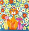 Схема вышивки «Кошки в цветах»