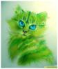 Схема вышивки «Зелёная кошка»