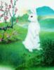 Схема вышивки «Белый кролик и сакура»