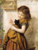 Схема вышивки «Девочка с котиком»