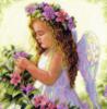 Схема вышивки «Маленький ангелочек в цветах»