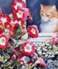 Кошечка и садовые цветы: оригинал