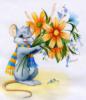 Мышонок с букетом цветов: оригинал