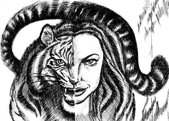 Оригинал - Схема вышивки «Девушка - тигр» - Автор «rybka6 ...
