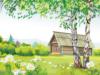 Схема вышивки «Деревенский пейзаж с домиком»