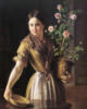Схема вышивки «Девушка с горшком цветов »