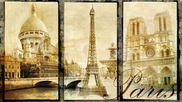 Триптих Париж Вышивка Крестом