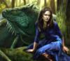 Схема вышивки «Девушка и зелёный ящер»