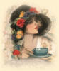 Схема вышивки «Девушка с чашкой чая»