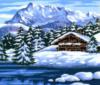Схема вышивки «Зимний пейзаж с домиком»