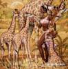 Схема вышивки «Девушка с жирафами»