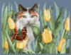 Схема вышивки «Кот в тюльпанах»