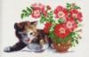Схема вышивки «Дикая роза и котёнок»