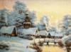 Схема вышивки «Пейзаж зимней деревеньки»