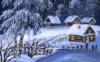 Схема вышивки «Зимний пейзаж деревеньки»