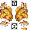 Схема вышивки «Золотые рыбки и иероглиф»
