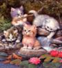 Схема вышивки «Котята у реки»