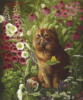 Схема вышивки «Рыжий кот и цветы»