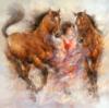 Схема вышивки «Девушка и лошади»