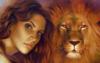 Схема вышивки «Девушка и лев»