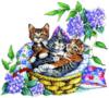Схема вышивки «Котята с цветами»