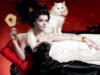 Схема вышивки «Девушка на диване с кошкой»