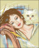 Схема вышивки «Девушка и кот»