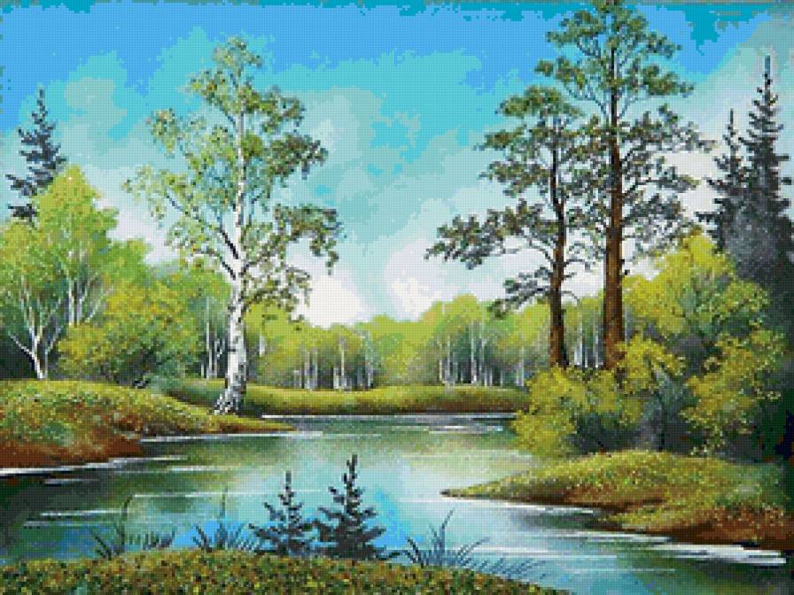 Вышивка крестом водопой Вышивка крестом водопой