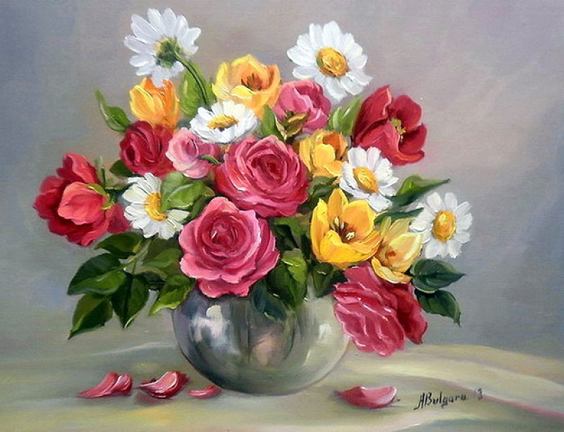 цветы в вазе 
